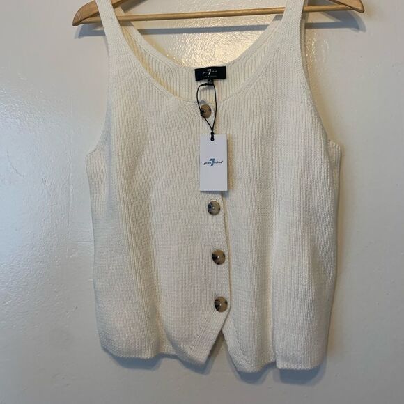 Seven all mankind button up tank in white cotton blend size L , NWT - Picture 3 of 7